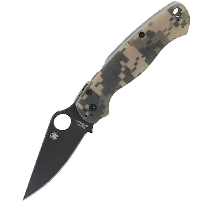 Spyderco C81GPCMOBK2 Para Military 2 G-10 Camo Black Blade PE Folding Knife