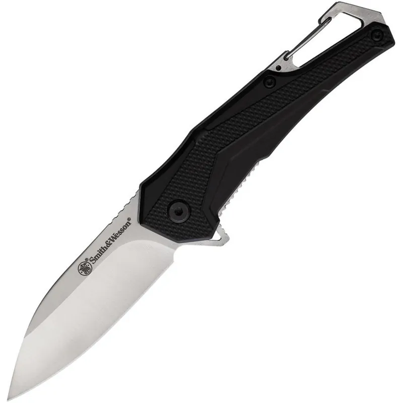 Smith & Wesson Oasis Carabiner Folding 3" Linerlock Knife Black Handles