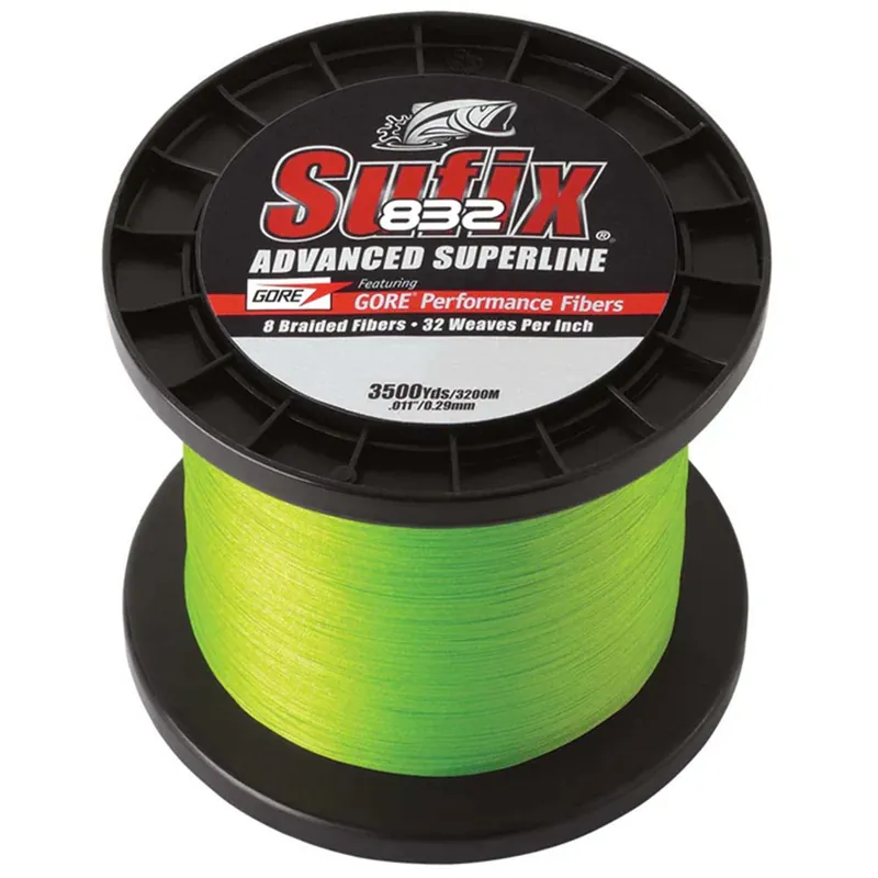 Sufix 832 Advanced Superline Braid 50 lb Neon Lime 3500 yds