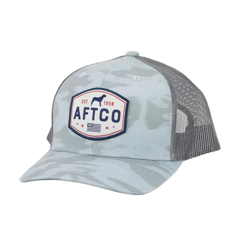 AFTCO Best Friend Trucker Hat Light Gray Blur Camo