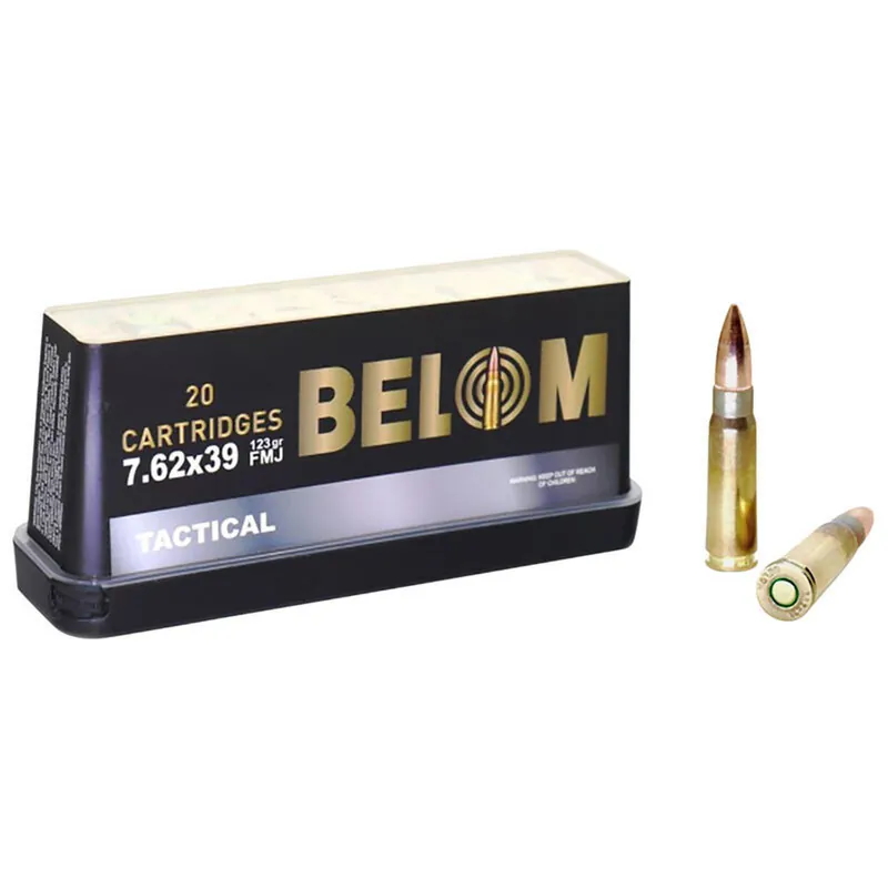 BELOM 76239123 Belom 7.62x39mm Brass 123gr Ammo 20 Rounds