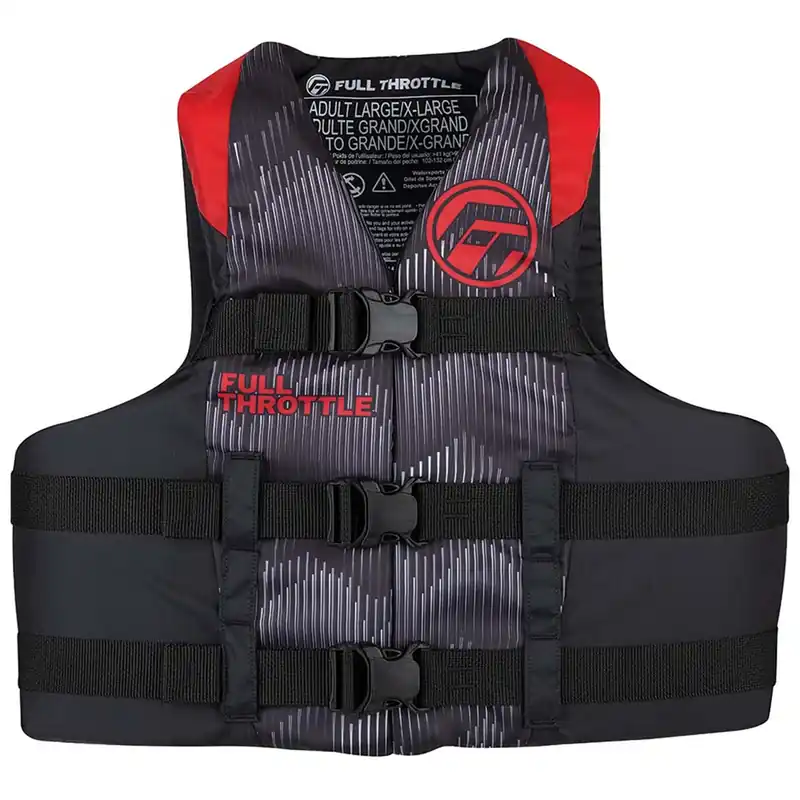 FULL THROTTLE ADULT NYLON LIFE JACKET RED/BLACK - L/xL