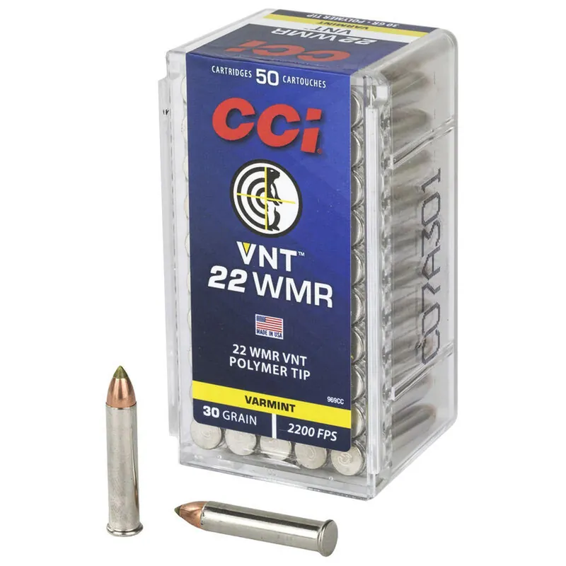 CCI VNT .22 WMR Ammunition 30 Grain Speer VNT Polymer Tip 50 Rounds