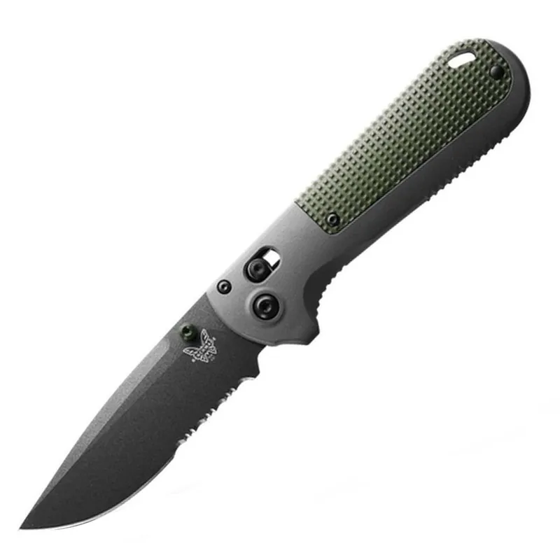 Benchmade Knives Redoubt Auto Open 8.29" Serrated Gray & Green Grivory