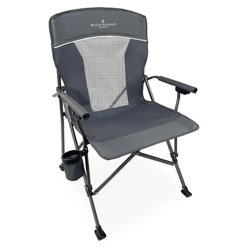 Black Sierra Camping Chair Folding Lawn Chair Grey