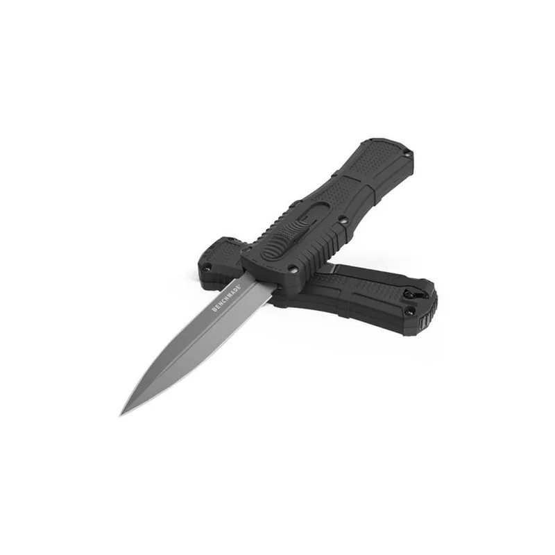Benchmade 3375GY Mini Claymore OTF AUTO 3.02" Smoke Gray PVD Double Edge Dagger Black