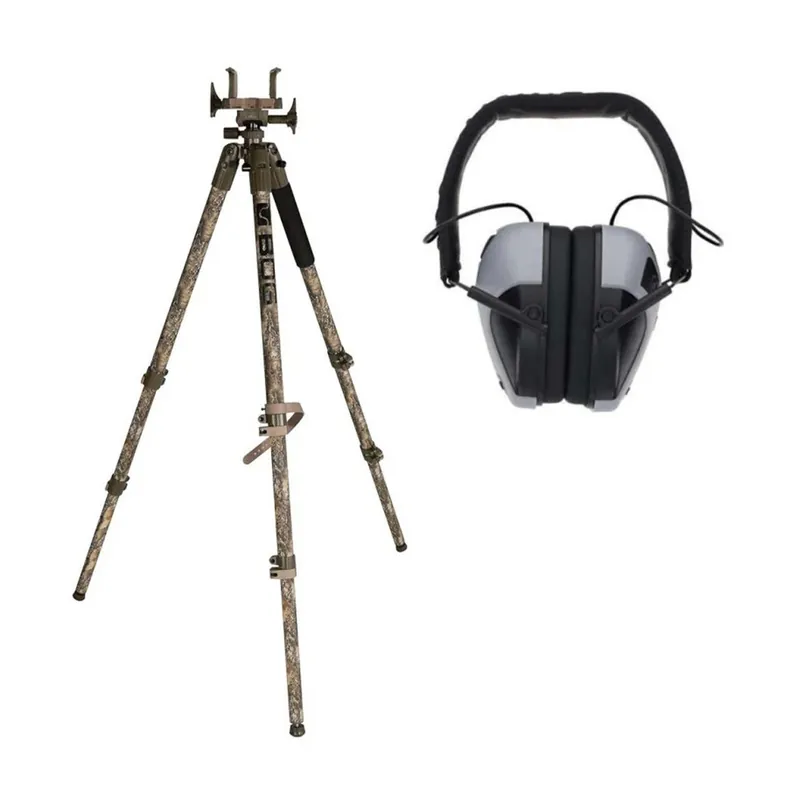 Bog Pod DeathGrip Aluminum Shooting Tripod Realtree Camo With Electronic Muffs