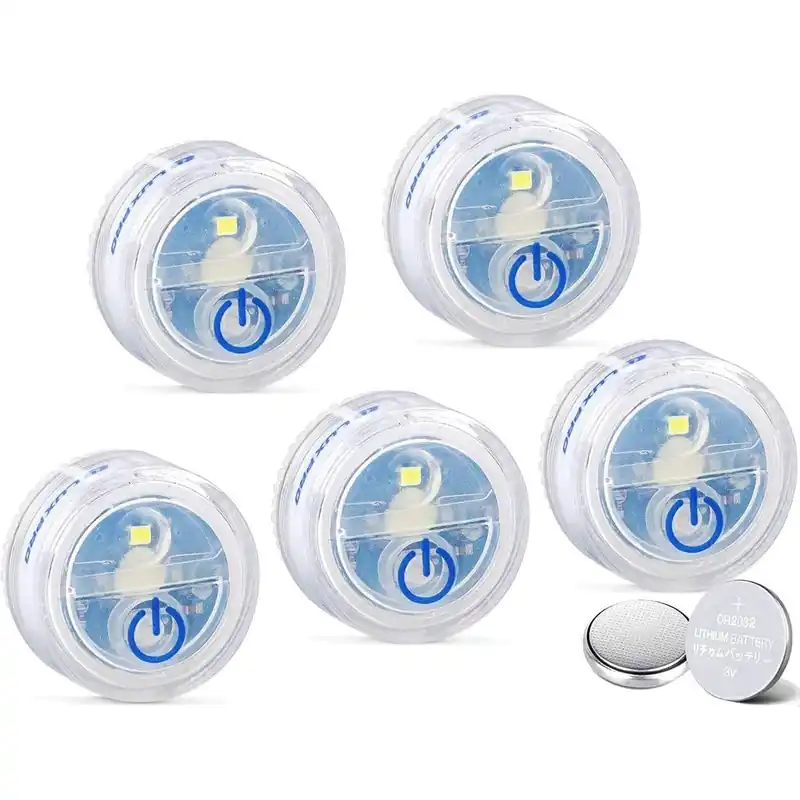 LUXPRO LP172 Waterproof Micro LED Puck Lights Adhesive Lighting 5pk