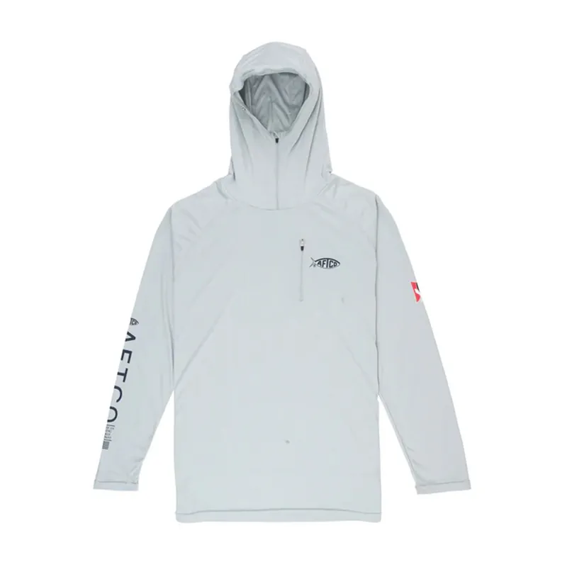 Aftco Jason Christie Hooded LS Performance Shirt Gray 3X