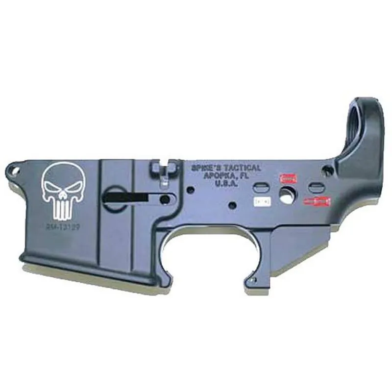 Spikes Tactical Forged Stripped Lower Forged Punisher Skull Color Filled Black STLS015-CE