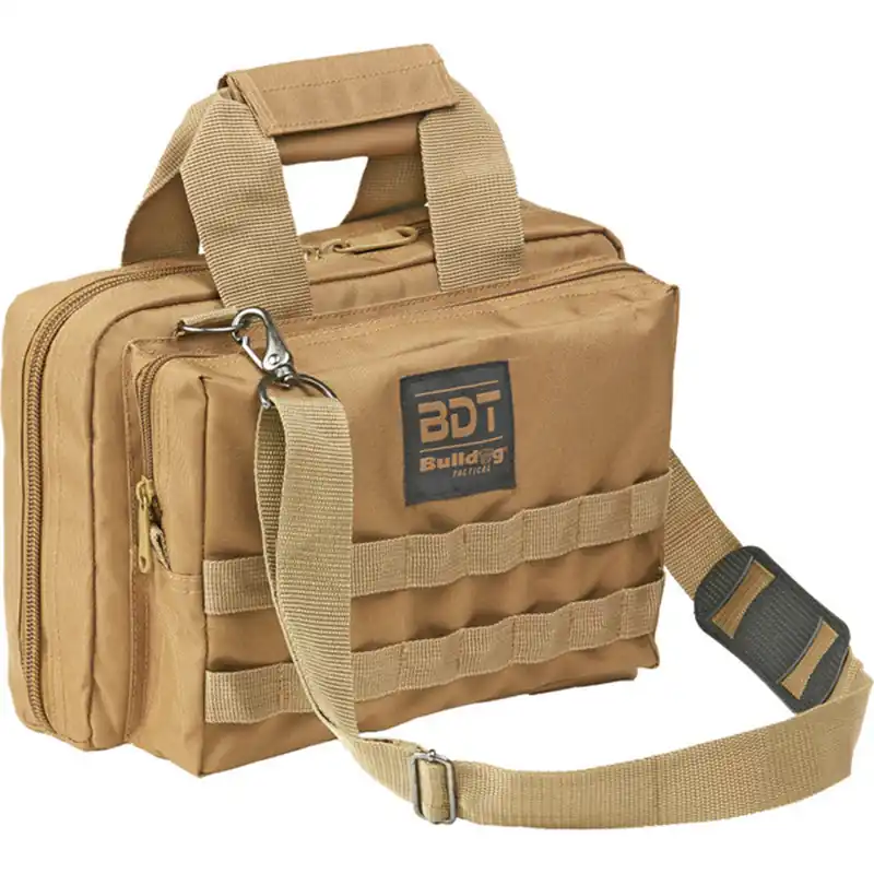 Bulldog Cases Deluxe Tan 2 Pistol Range Bag with Strap and Molle