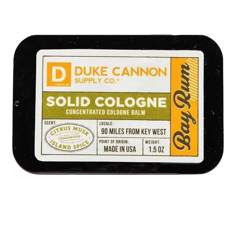 Duke Cannon Supply Co. Solid Cologne Bay Rum Citrus Musk Men‘s Balm, 1.5 oz.