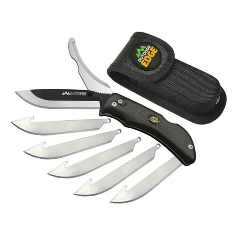 Outdoor Edge Knives RazorPro Folder Knife, 3.5" Knife, 3.1" Gut Black
