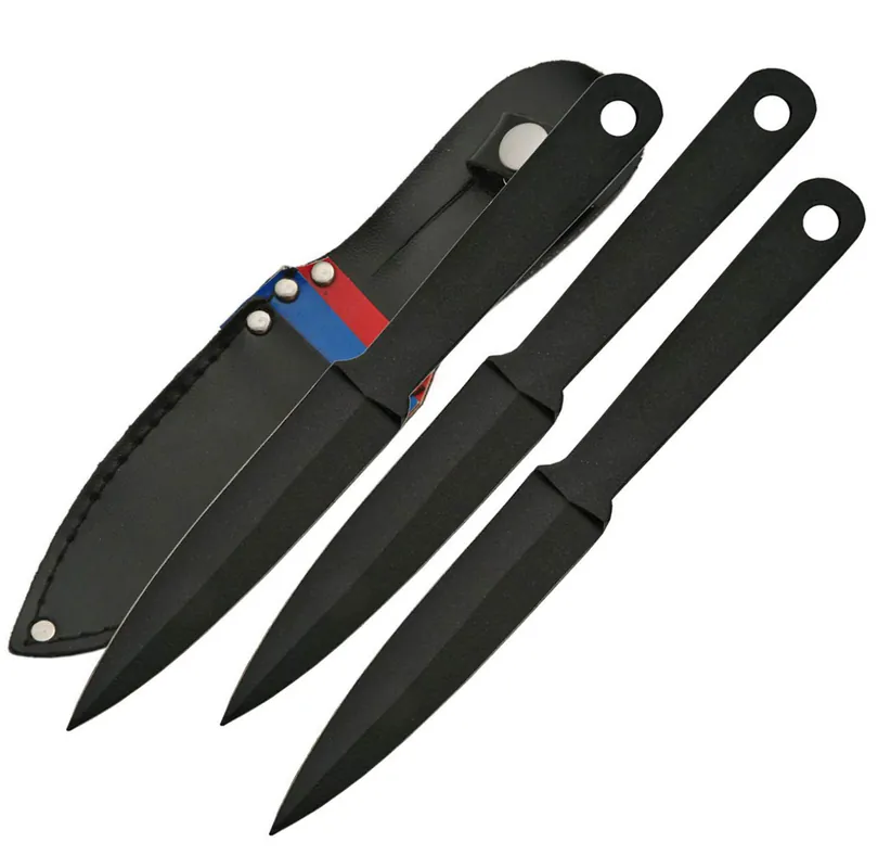 SZCO 4.5" Black 3-Pc. Little Arrow Mini Throwing Knife Set W/ Leather Sheath