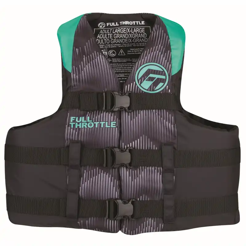 FULL THROTTLE ADULT NYLON LIFE JACKET AQUA - S/M