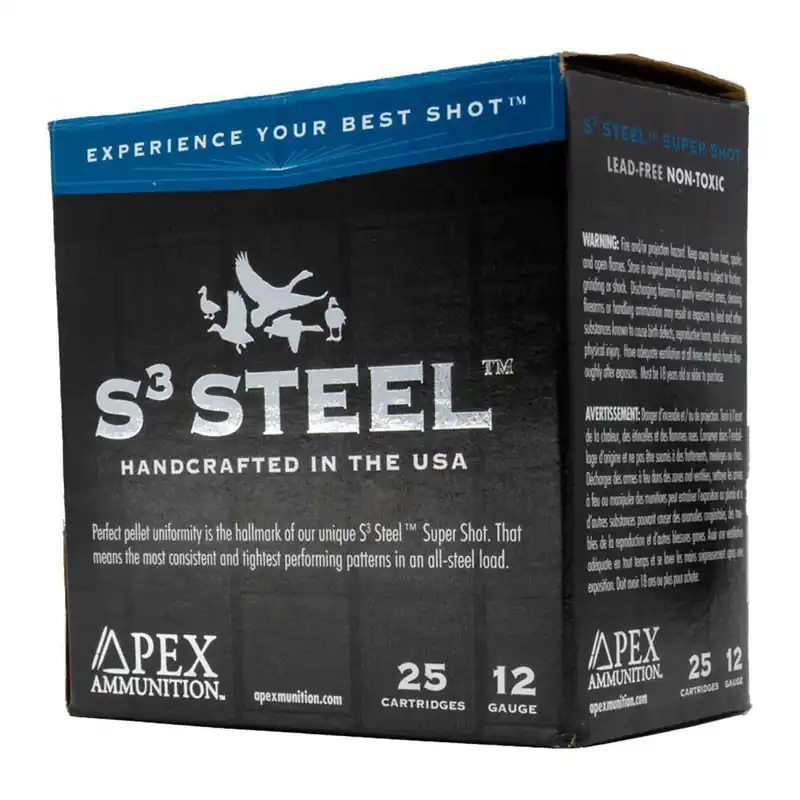 Apex Ammunition S3 Steel 12 Gauge 3in 3 1/4oz Waterfowl Shotshells 25 Rounds
