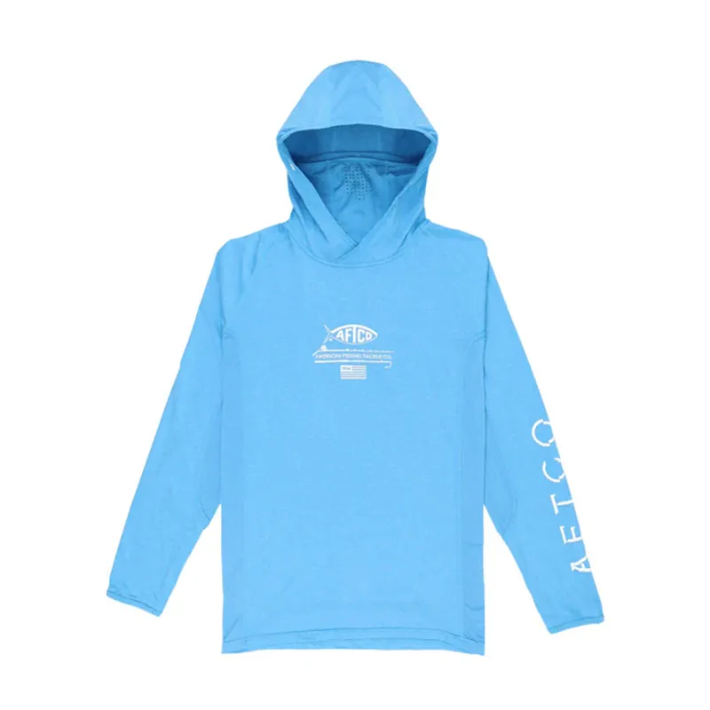 Aftco Barracuda Geo Cool Fishing Hood & Mask Vivid Blue Heather S
