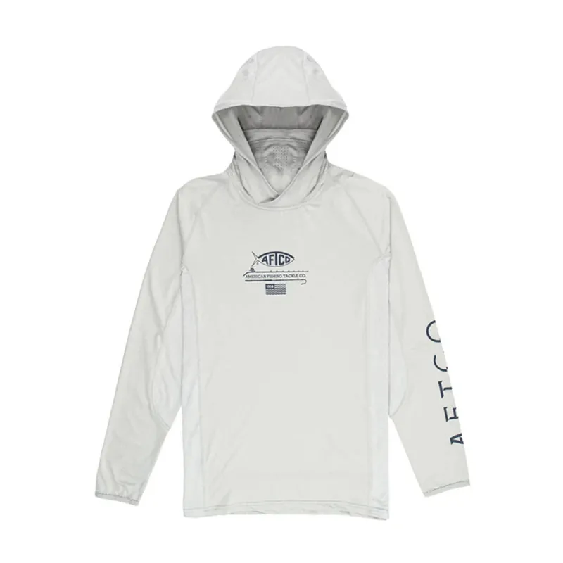 Aftco Barracuda Geo Cool Fishing Hood & Mask Silver Heather S