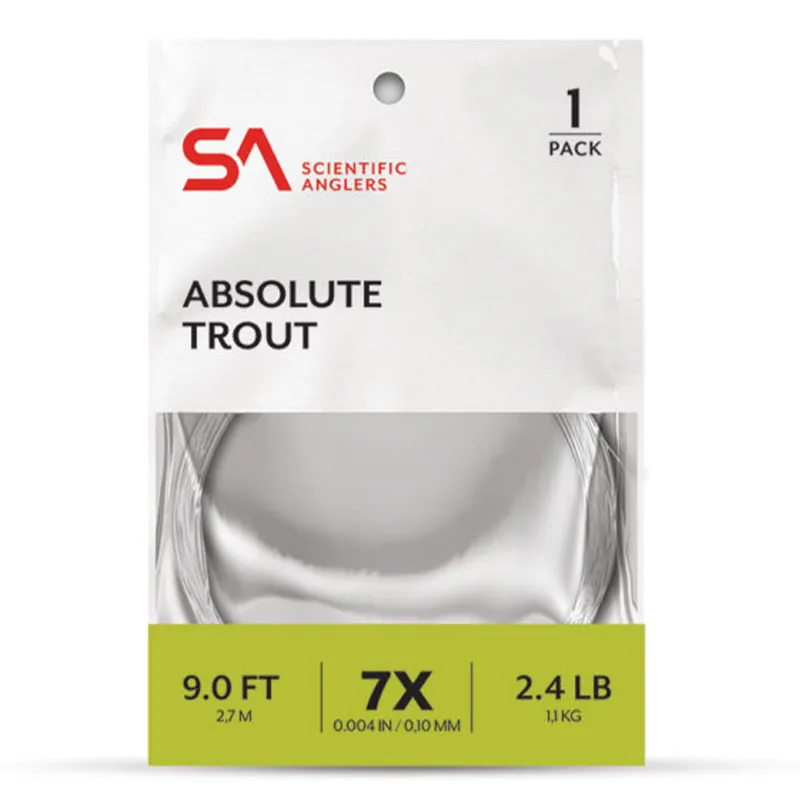 Scientific Anglers Absolute Trout 1-Pack Freshwater Tapered Clear Leader 9‘ 5 X