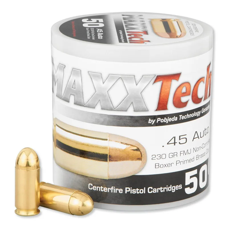 MAXXTech .45 ACP Ammunition FMJ 230 Grains PTGB45, 50 Rounds