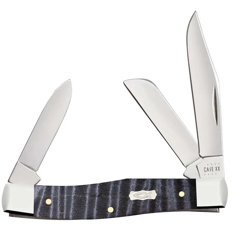 Case XX Purple Curly Maple Ichthus Stockman 80541 Stainless Folding Pocket Knife