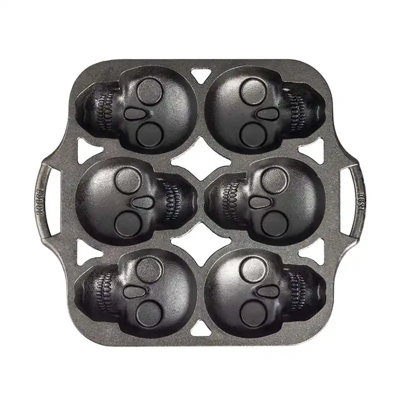 LODGE Skull Mini Cake Pan Cast Iron