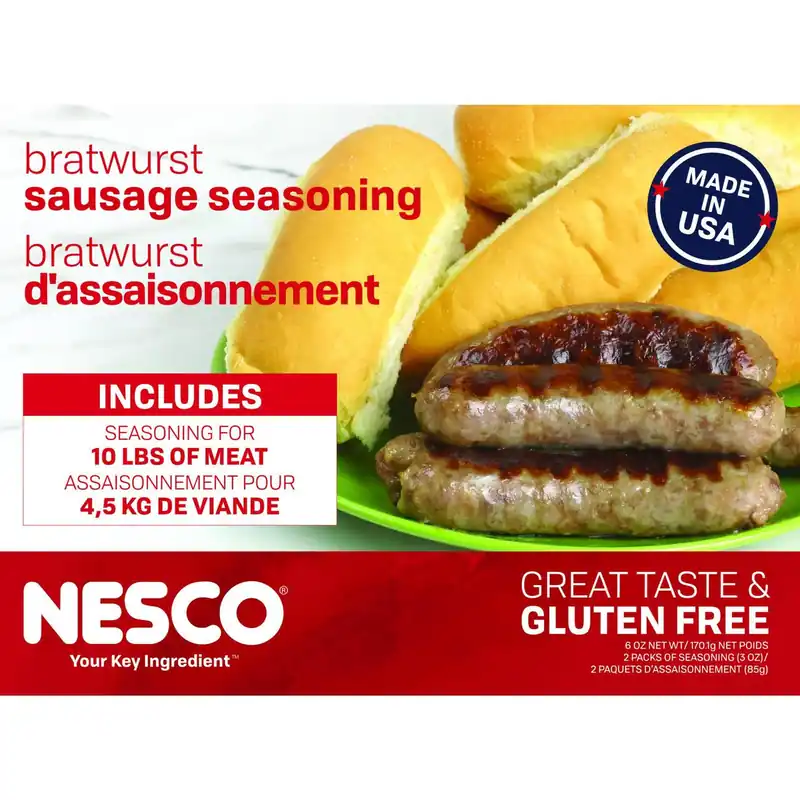 Nesco Bratwurst Sausage Seasoning, 10 lb Yield, Included 2 Seasoning, Model BSS-10N