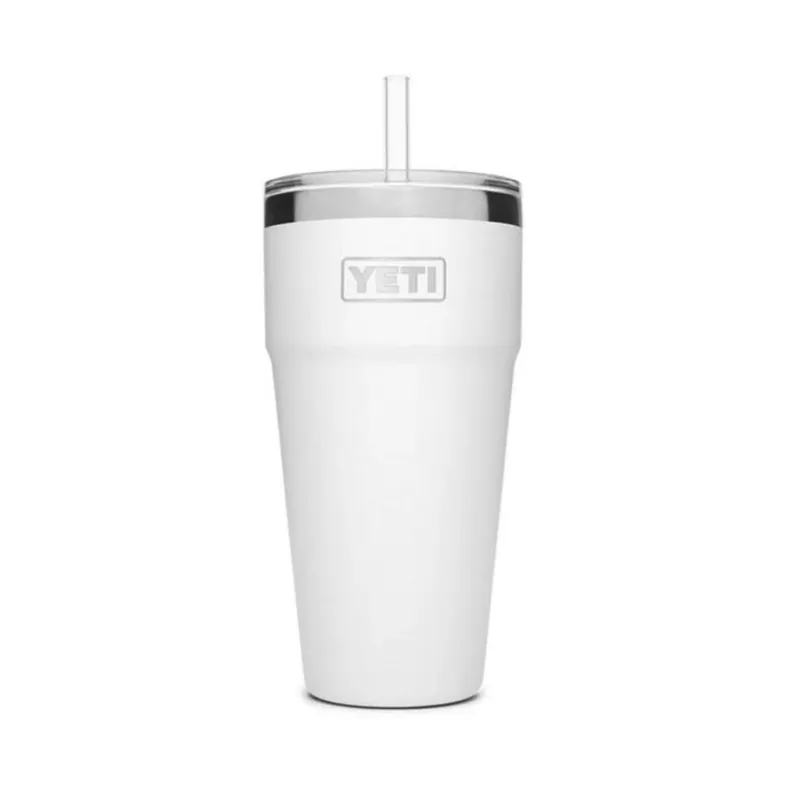 Yeti Rambler 26 oz Stackable Cup with Straw Lid, White