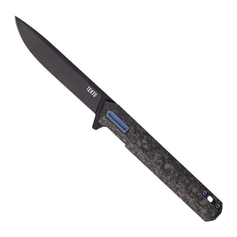 Tekto F2 Bravo 3.1" Drop Point Carbon/Blue Folding Aluminum Handle