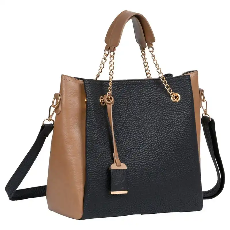 Bulldog Tote Style Black/Tan Purse w/ Concealed Holster