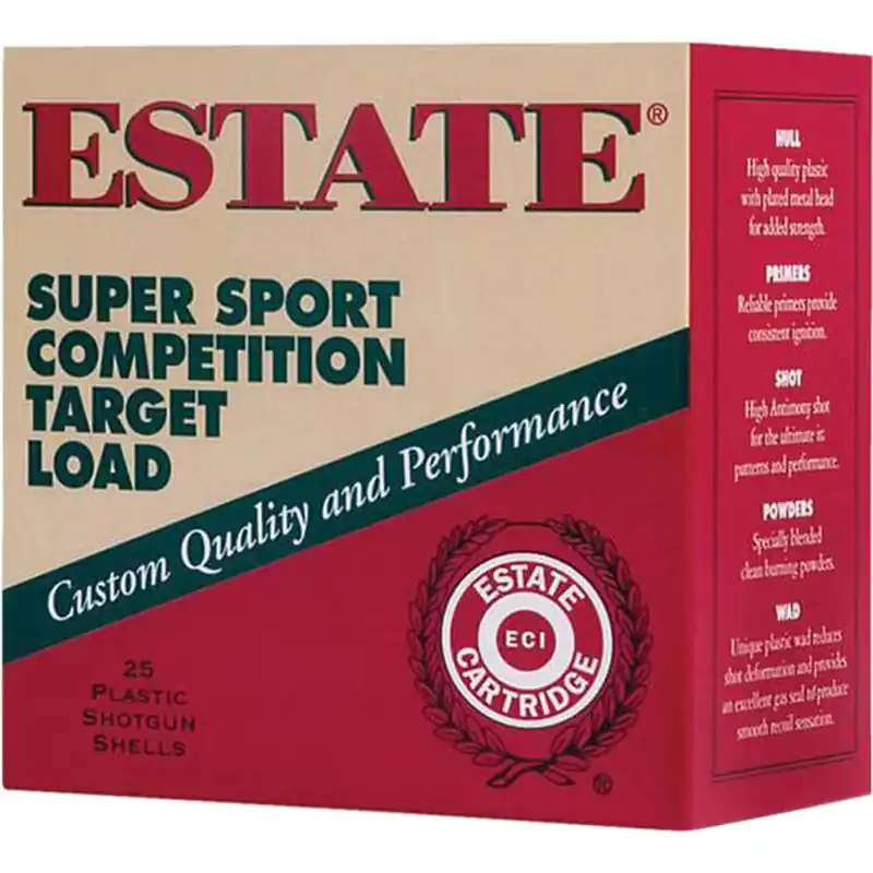Estate Cartridge Super Sport Competition Target Load 20 Gauge 2-3/4" Shell 7.5 Lead Shot 7/8oz 1200fps 25 Rounds