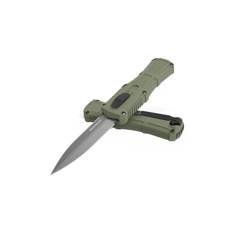 Benchmade 3375GY Mini Claymore OTF AUTO 3.02" Smoke Gray PVD Double Edge Dagger Ranger Green