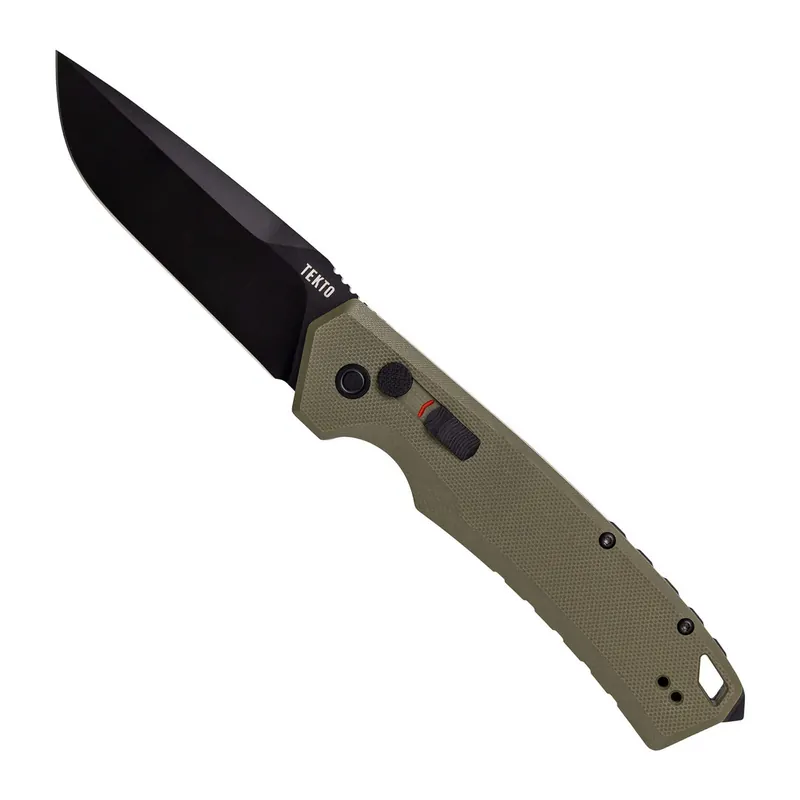 Tekto A3 Delta Side Open Switchblade Od Green Grip Black Drop Point Blade 3.6"