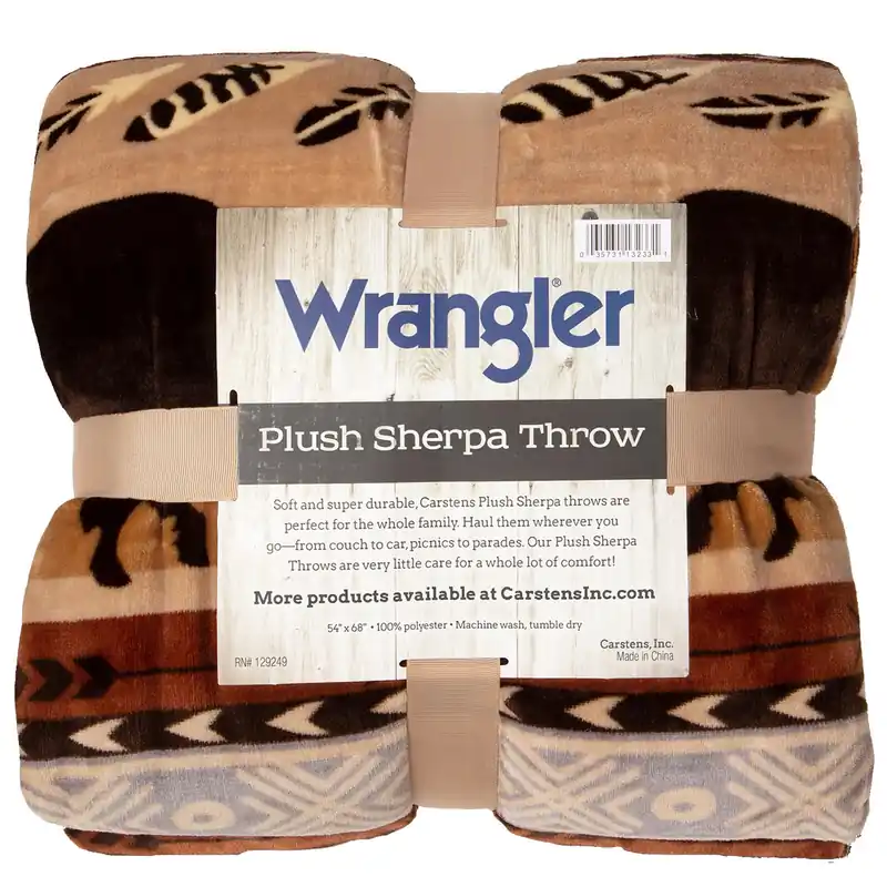 Carstens Wrangler Buffalo Southwestern Plush Sherpa Throw Blanket