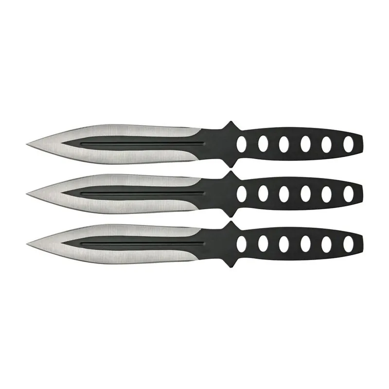 China Made Black Streak Thrower Knife Set, Steel Blade