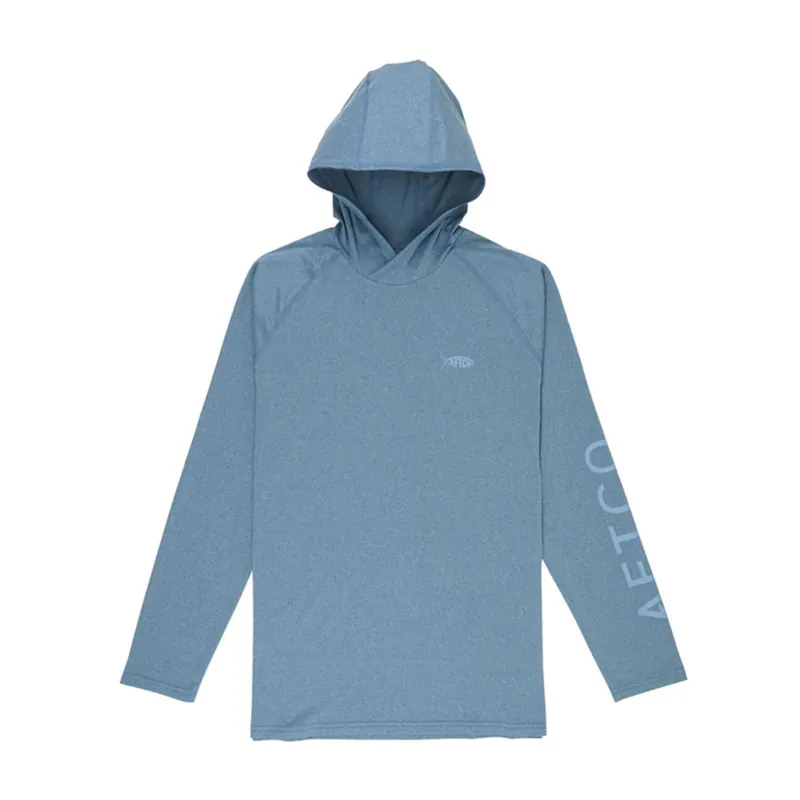 Aftco Samurai Sun Protection Hoodie Shirt Space Blue Heather S