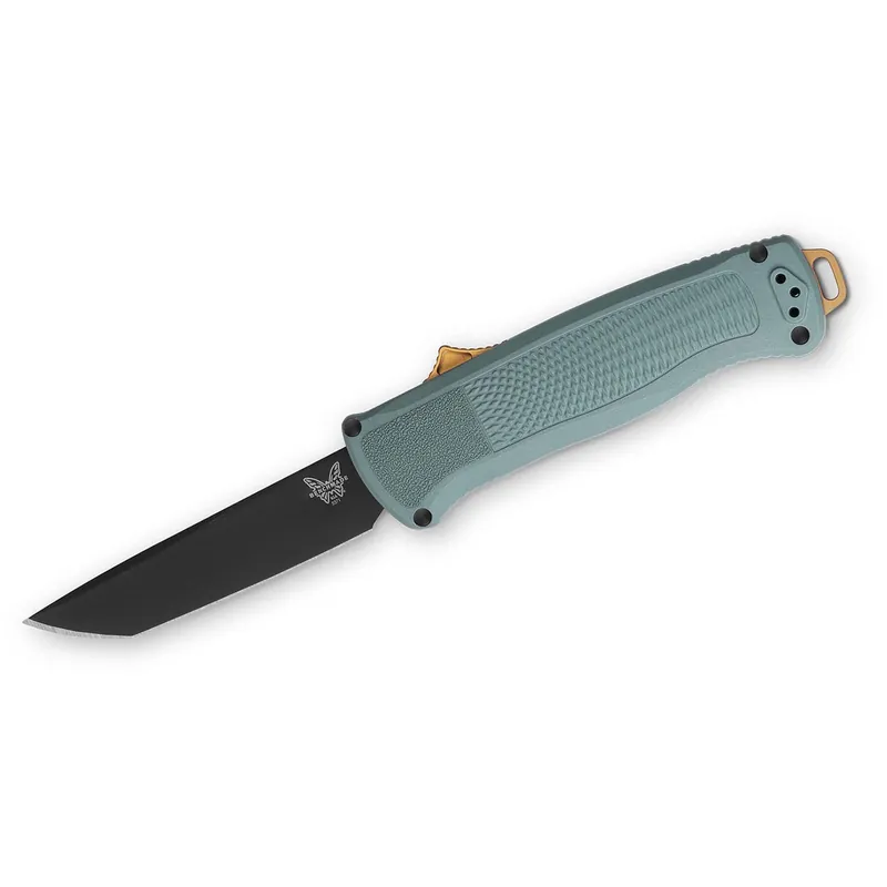Benchmade Seasonal Shootout OTF 3.51" CPM-CruWear Black DLC Tanto Sage Green