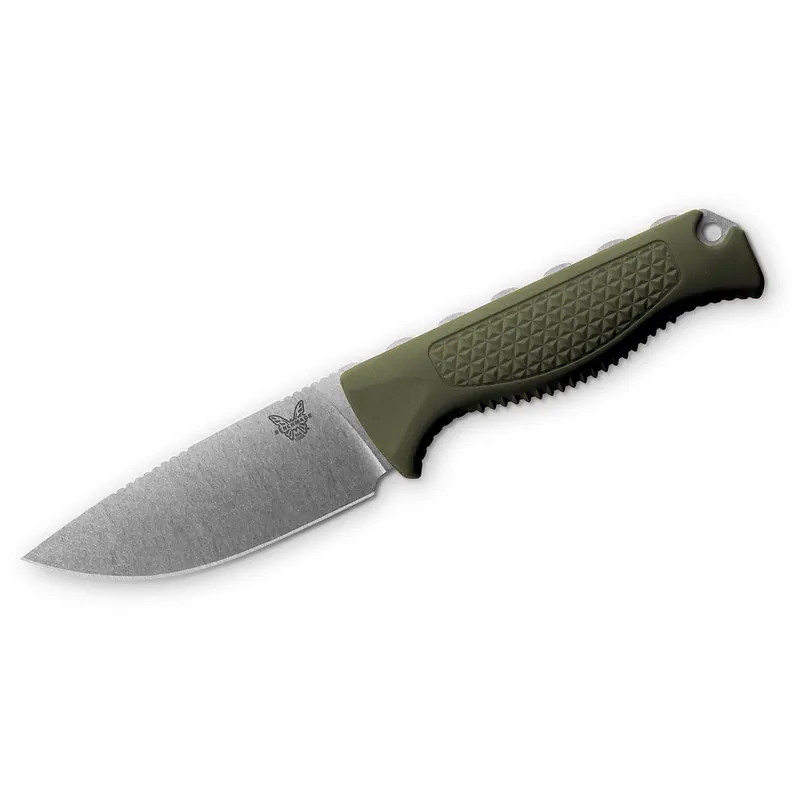 Benchmade Hunt Steep Country Fixed 3.54" Stonewashed Drop Point Olive Green Santoprene
