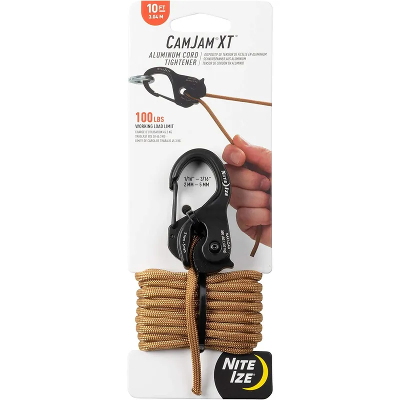Nite Ize Cam Jam xT Aluminum Tie Down Rope Tightener with Carabiner Clip