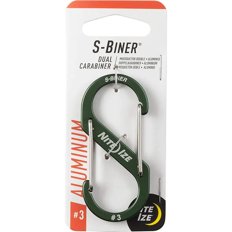 Nite Ize SBA3-08-R6 Dual Carabiner for Keys and Gear, Size 3, Olive