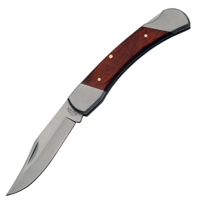 Szco 5" Big John‘S Folder W/Sheath Stainless Rite Edge Wood Handle