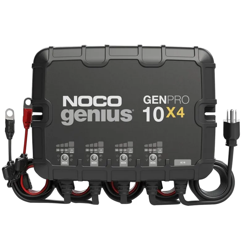 NOCO Genius 12v 24v 36v 48v 40 Amp 4-Bank Waterproof Marine On-Board Battery Charger Black