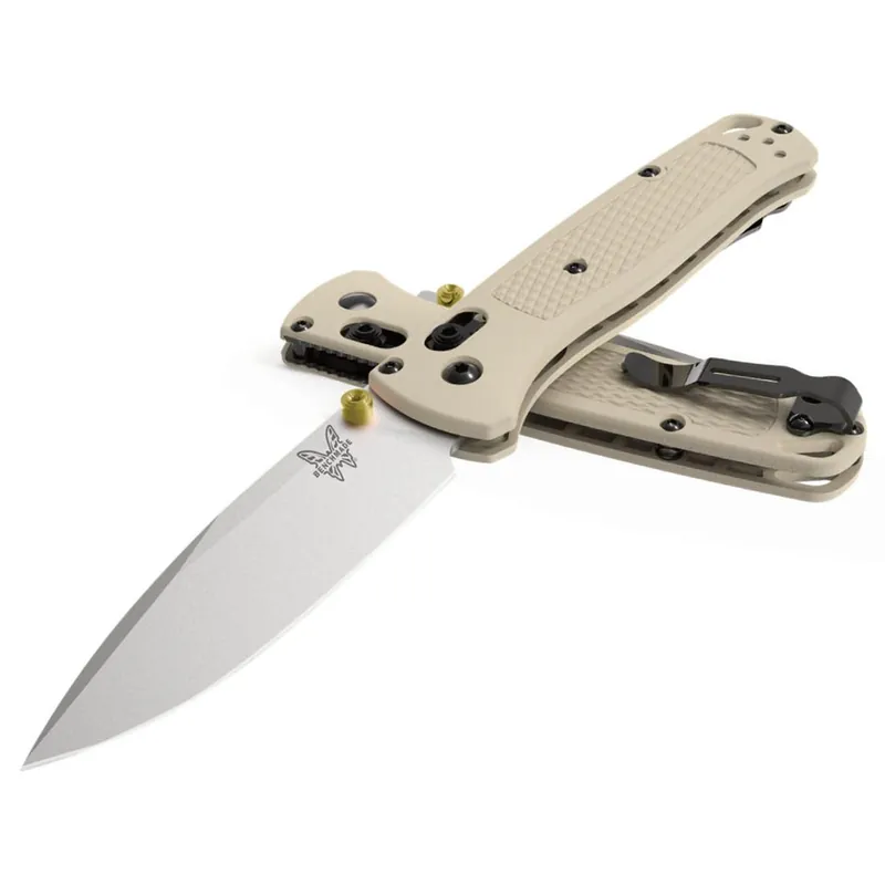 Benchmade 535 Bugout AXIS Folding Knife 3.24" Satin Plain Blade and Tan Grivory Handle