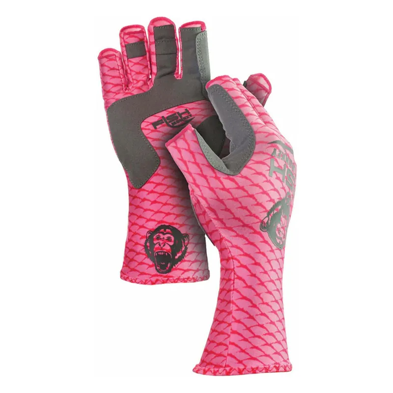 Fish Monkey Half-Finger Guide Glove Pink Scales L