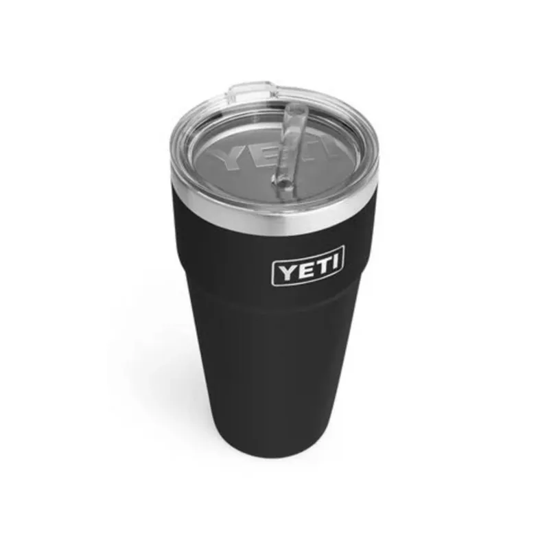 Yeti Rambler 26 oz Stackable Cup with Straw Lid, Black