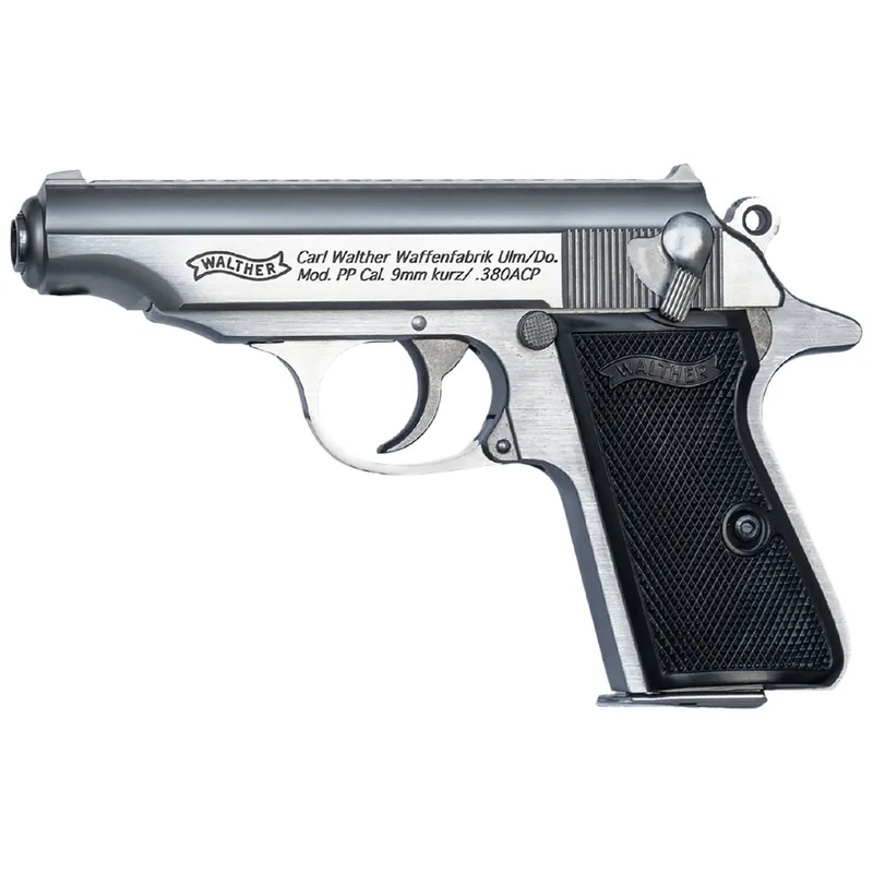 Walther PP 380Acp Stainless 7Rd Black Synthetic Grips 3.3" Barrel