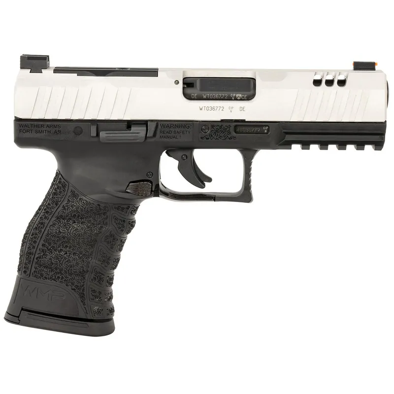 Walther Arms 5220306 WMP Full Size Frame 22 WMR 15+1 4.50" Stainless Steel Barrel, Silver Serrated Aluminum Slide, Black Polymer Frame w/Picatinny Rail