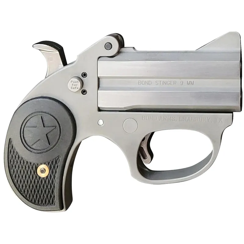 Bond Arms BASRS Stinger 38 Special 2 Shot 3" Rough Matte Stainless Steel Barrel & Frame, Black Rubber Grips