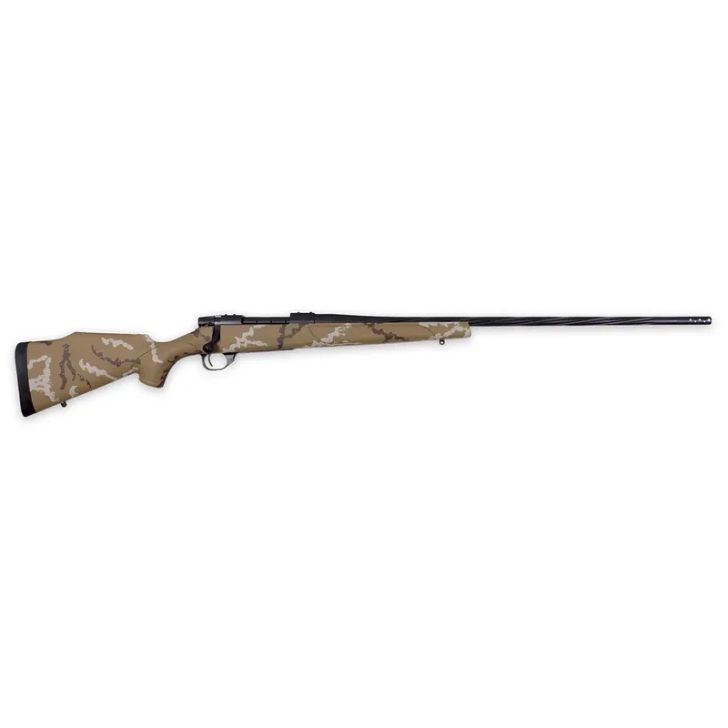 Weatherby VHH7MMPR6B Vanguard Outfitter Full Size 7mm PRC 3+1 26" Black Cerakote 2 Fluted/Threaded Barrel & Drilled & Tapped Steel Receiver, Tan w/Brown & White Sponge Monte Carlo Synthetic Stock