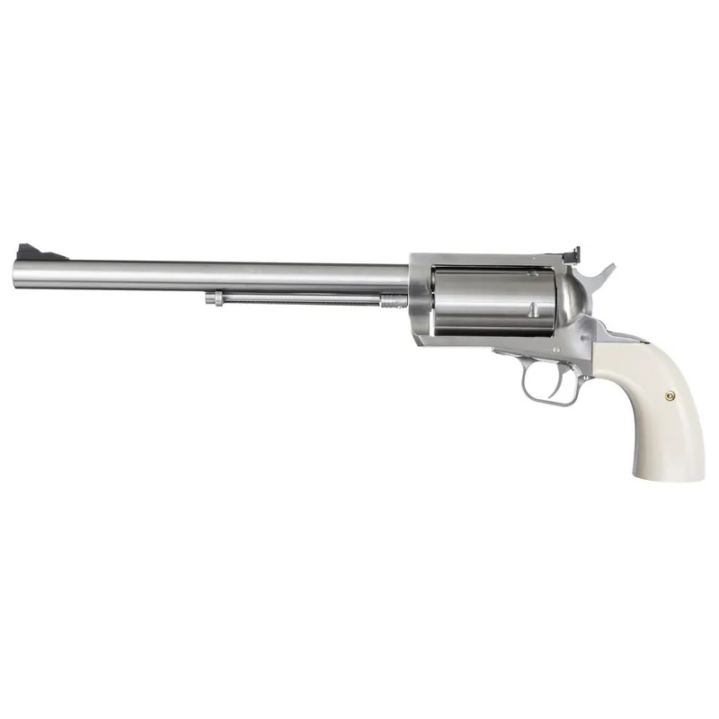 Magnum Research BFR500SW10B BFR Long Cylinder Extra Large 500 S&W Mag 5 Shot 10" Brushed Stainless Steel Barrel, Cylinder & Frame, Bisley White Laminate Grip, Exposed Hammer